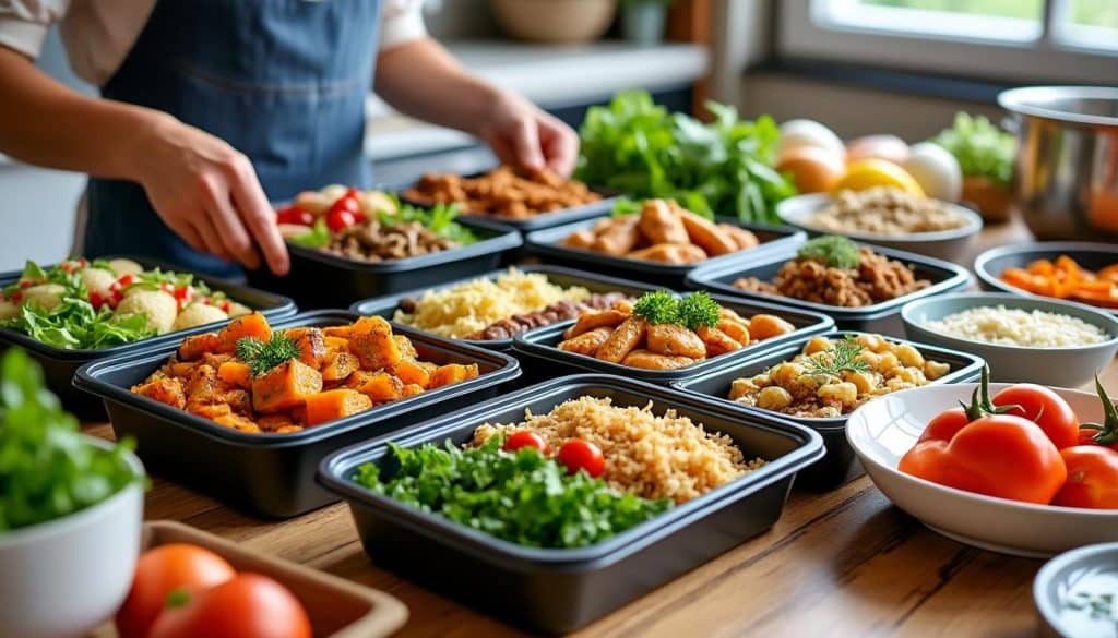 découvrez notre guide de batch cooking du dimanche avec 12 repas délicieux et équilibrés pour toute la semaine, faciles à préparer à l'avance et à réchauffer.