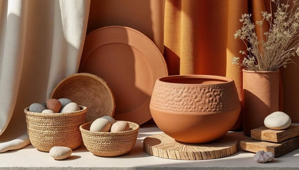 découvrez comment associer les teintes chaudes de la palette terracotta avec différents matériaux pour créer une ambiance harmonieuse et élégante dans votre intérieur.