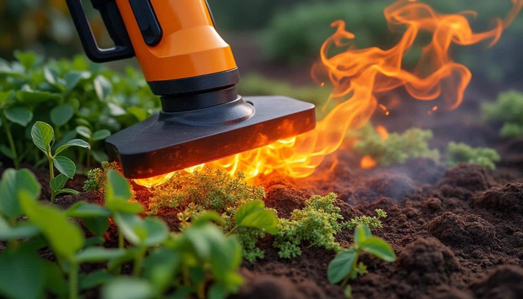 le désherbage thermique élimine efficacement les adventices sans utiliser de produits chimiques, offrant une solution écologique et durable pour un jardin sain.