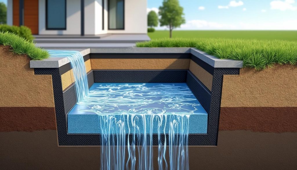le drainage périphérique permet d'évacuer efficacement l'humidité stagnante autour des fondations pour protéger et préserver la structure de votre bâtiment.