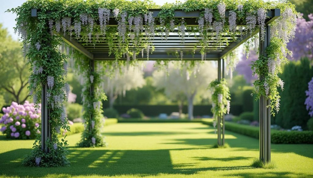 découvrez la pergola en aluminium, idéale pour soutenir vos plantes grimpantes parfumées tout en apportant élégance et robustesse à votre jardin.