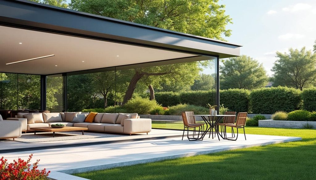 découvrez comment une véranda en aluminium peut agrandir votre pièce de vie en l'ouvrant sur le jardin, alliant luminosité, modernité et confort toute l'année.