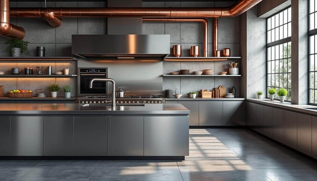 découvrez comment l'acier brossé apporte une touche unique et authentique aux cuisines de style industriel, alliant robustesse et élégance pour un intérieur moderne et tendance.