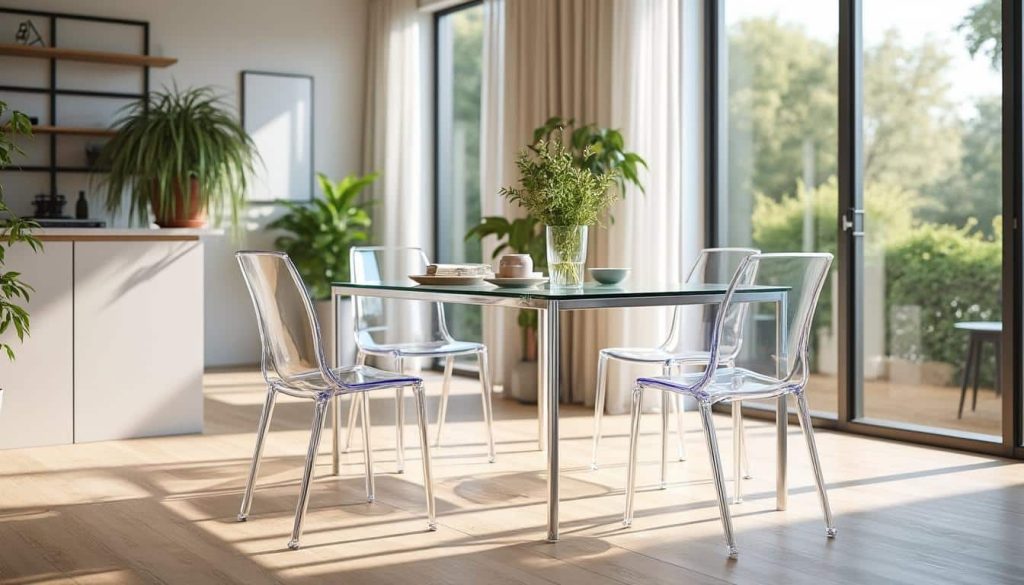 découvrez comment le mobilier transparent peut visuellement agrandir et alléger vos petites salles à manger, apportant élégance et luminosité à votre espace.