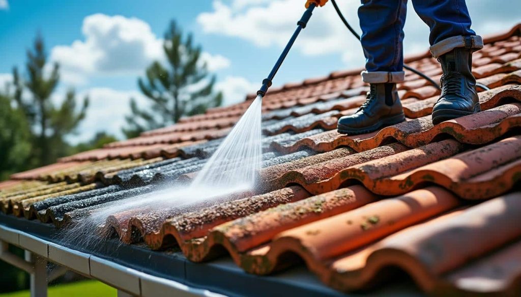 découvrez comment le nettoyage de toiture permet de prolonger la durée de vie de vos tuiles, en éliminant mousses, saletés et infiltrations pour protéger efficacement votre toiture.