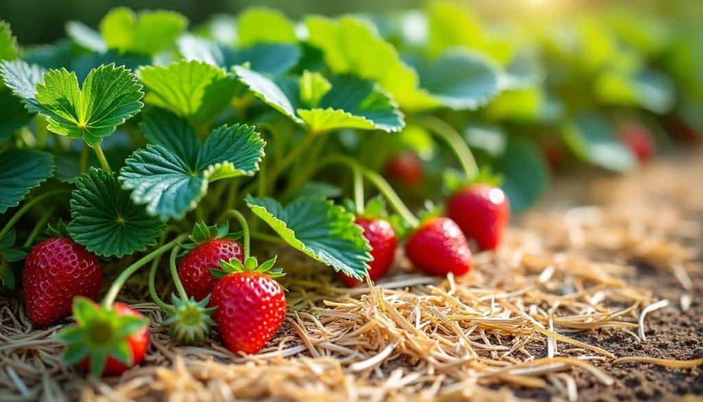 découvrez comment le paillage de lin protège efficacement les fraisiers de l'humidité du sol, favorisant une meilleure croissance et récolte.