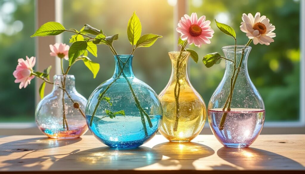 découvrez la beauté unique des vases en verre soufflé, qui capturent et reflètent la lumière éclatante de l'été pour sublimer votre décoration intérieure.