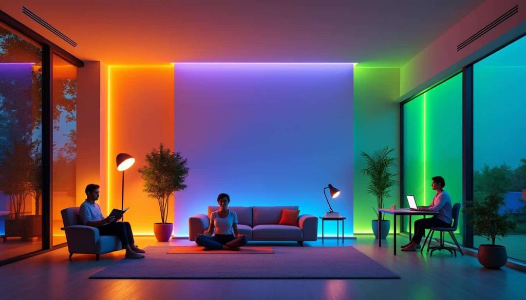 découvrez comment la lumière connectée s'adapte automatiquement en changeant de teinte selon l'activité des résidents pour un confort personnalisé et une ambiance optimale.