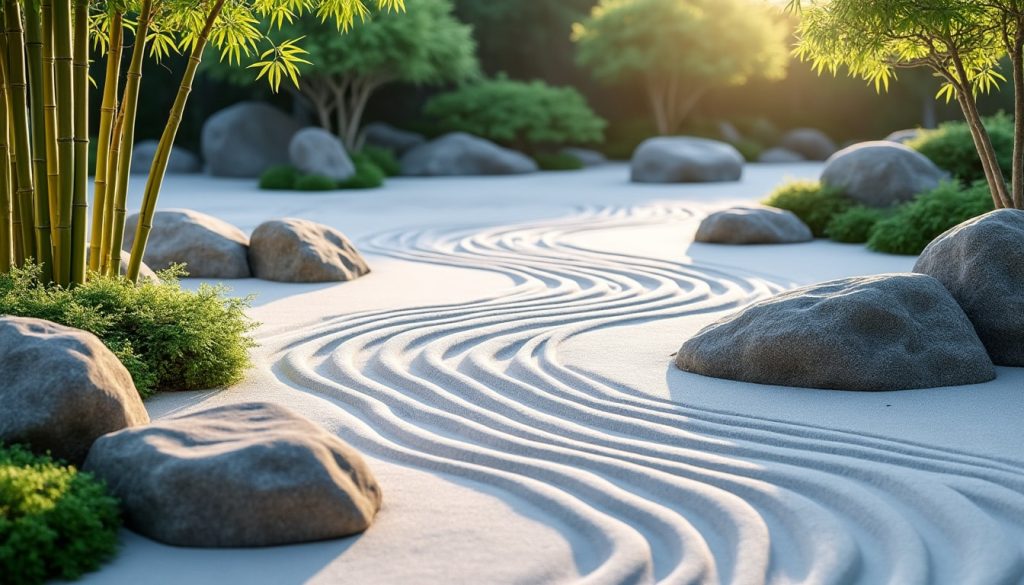 découvrez comment le jardin japonais symbolise la paix grâce à l'harmonie du sable et de la pierre, un espace de sérénité et de méditation.