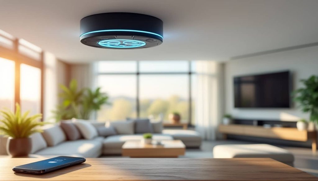 le détecteur de fumée connecté avertit instantanément l'usager, même en cas d'absence, pour une sécurité optimale de votre domicile.