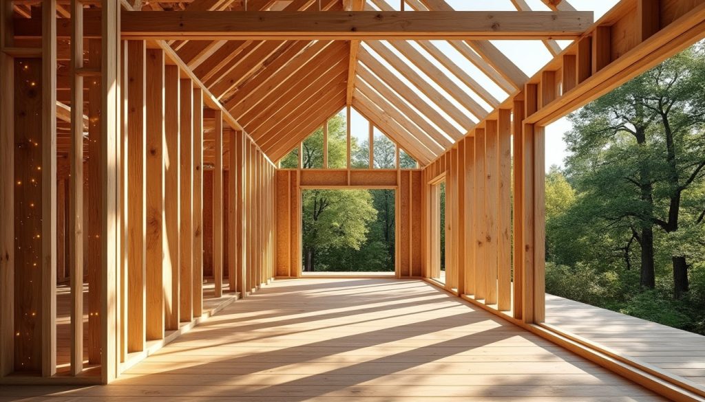 découvrez comment l'ossature bois contribue à la lutte contre le changement climatique en stockant le carbone pendant toute la durée de vie de votre maison, alliant écologie et performance durable.