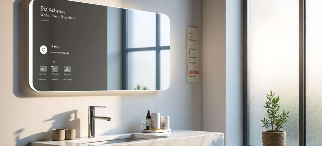découvrez le miroir intelligent qui affiche votre agenda matinal directement dans la salle de bains pour commencer la journée organisé et informé.